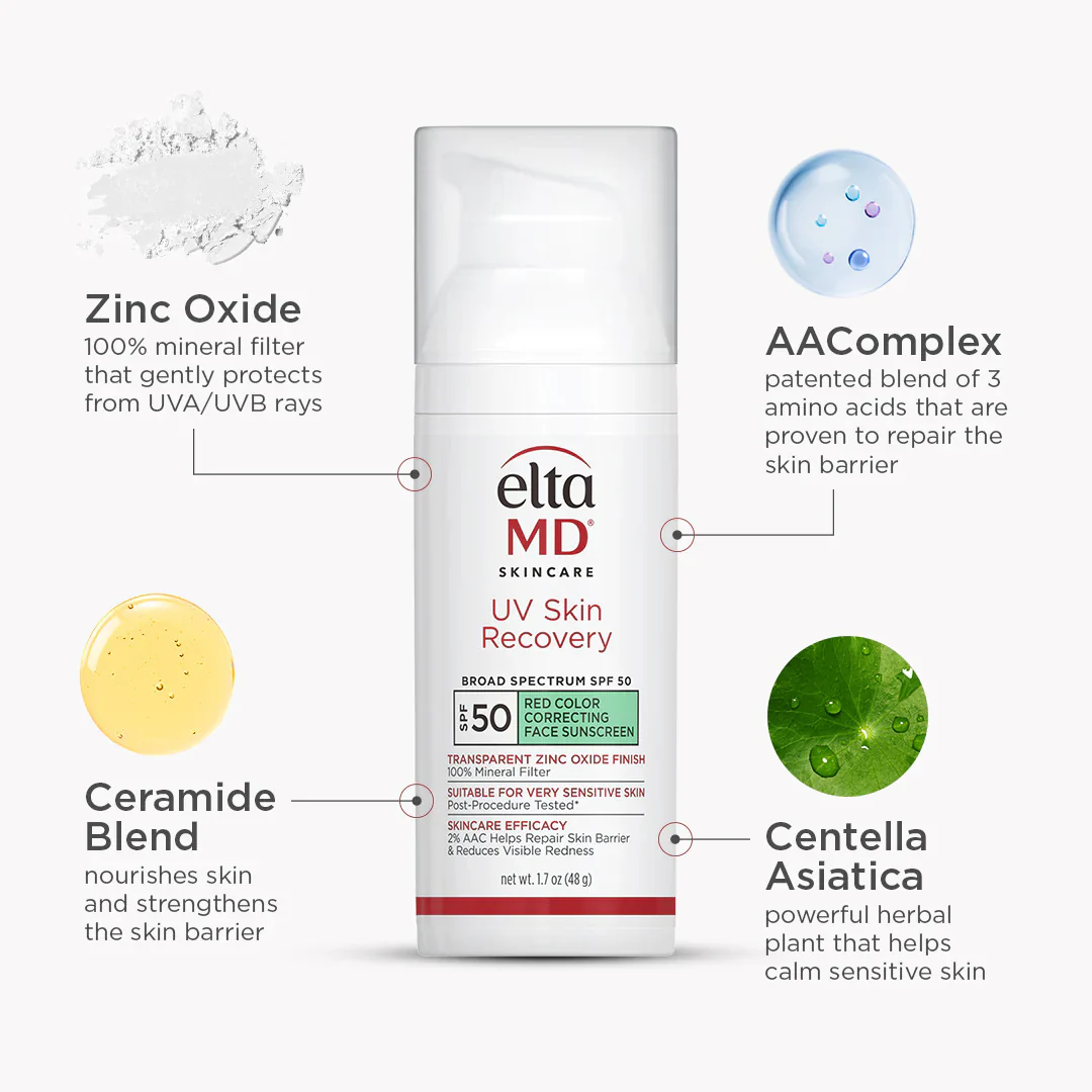 EltaMD® UV Skin Recovery Red Color Correcting Green Tint Broad Spectrum SPF 50 1.7 oz - Image 7