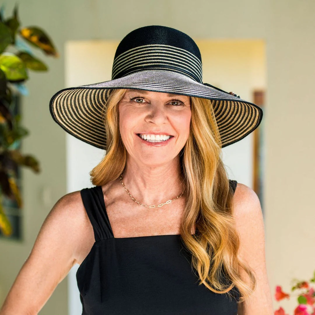 Wallaroo Hat Company® Women's Marseille Sun Hat - Black/Natural M (58cm) - Image 5